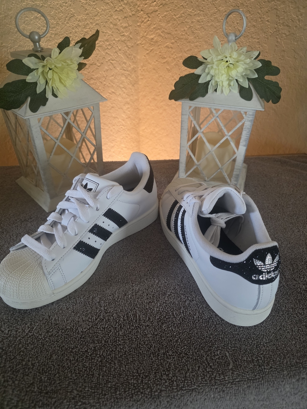 adidas White and Black Classic Stripe Sneakers